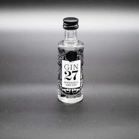 Small Gin 27 bottle, Kleine Gin 27 Gin Flasche, Gin-Mini, Swissgin, Gin