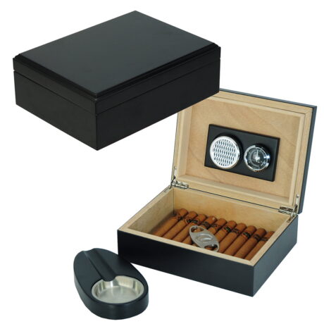 Humidor para 20 cigarros con Higrómetro, cenicero y cortacigarro 2