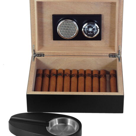 Humidor para 20 cigarros con Higrómetro, cenicero y cortacigarro 3