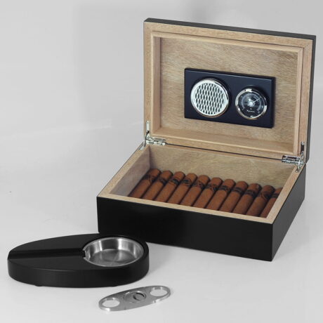 Humidor para 20 cigarros con Higrómetro, cenicero y cortacigarro 5