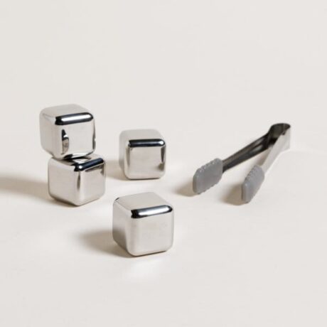 Set de 4 cubos de hielo acero inox. con pinza 2