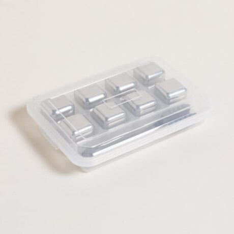 Set de 8 cubos de hielo acero inox. con pinza 10