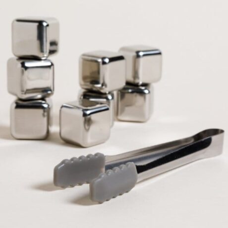 Set de 8 cubos de hielo acero inox. con pinza 11