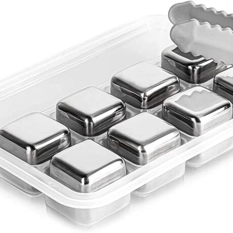 Set de 8 cubos de hielo acero inox. con pinza 16