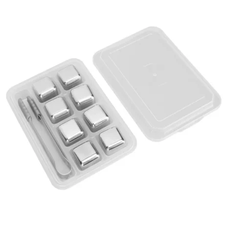 Set de 8 cubos de hielo acero inox. con pinza 3