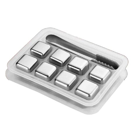 Set de 8 cubos de hielo acero inox. con pinza final 1