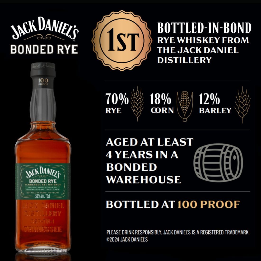 Jack Daniel´s Bonded Rye Whiskey 700ml 10