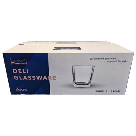 6 Vasos Whisky base cuadrada 290ml en caja final