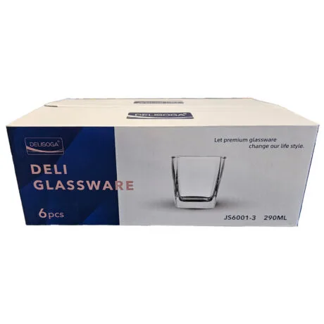 6 Vasos Whisky base cuadrada 290ml en caja final