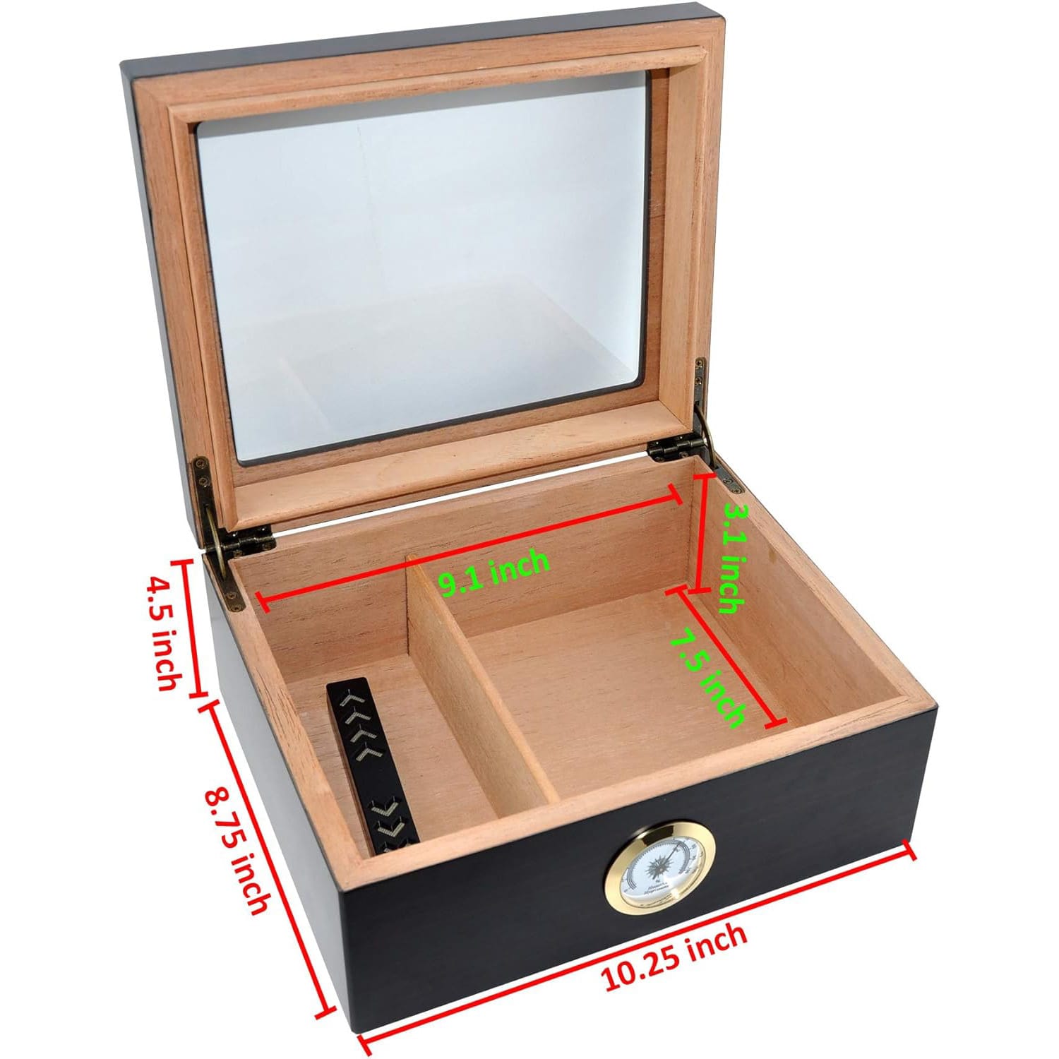Humidor madera color ebano con vidrio 25 cigarros con higrometro exterior final 4